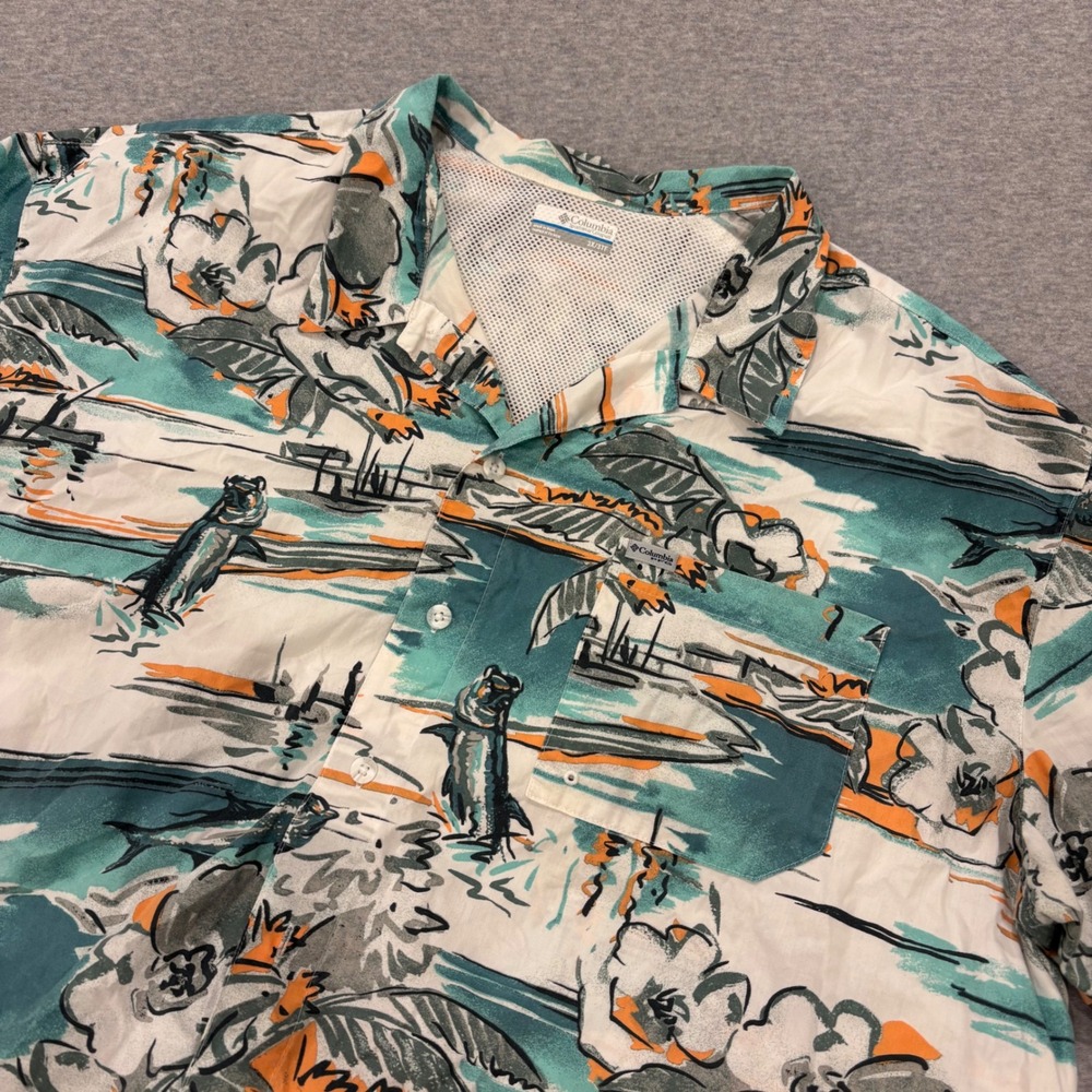 Columbia PFG Mens 3XL Short Sleeve Fishing Shirt Tropical Floral AOP Button Down